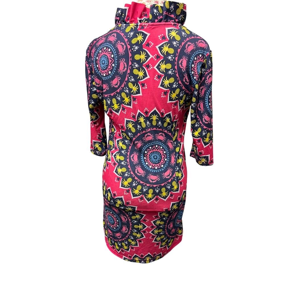 🌺 Simply Southern Crab Pineapple Print Tunic Dress Sz S Resort Coastal Boho - Picture 3 of 4